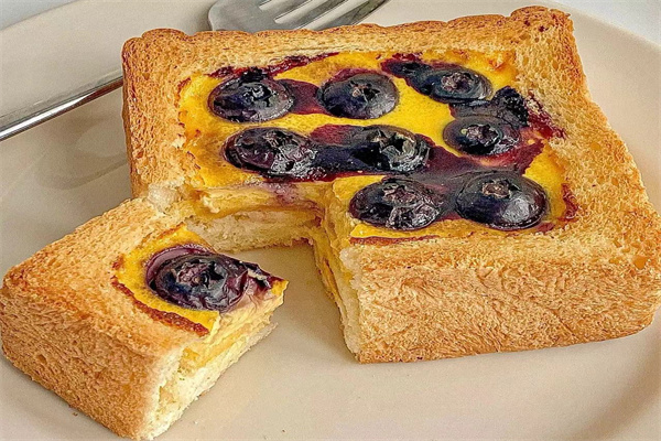 This is a picture of baked blueberry toast