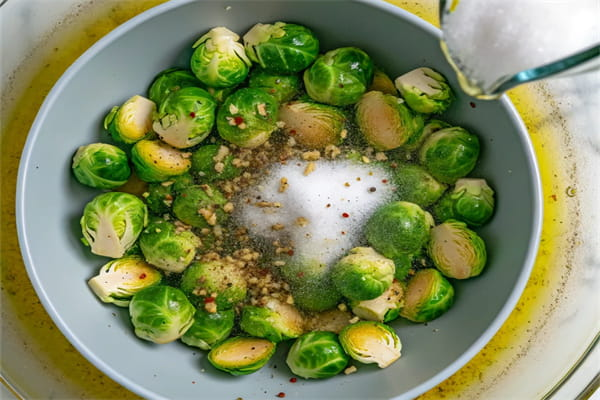 Season the brussels sprouts