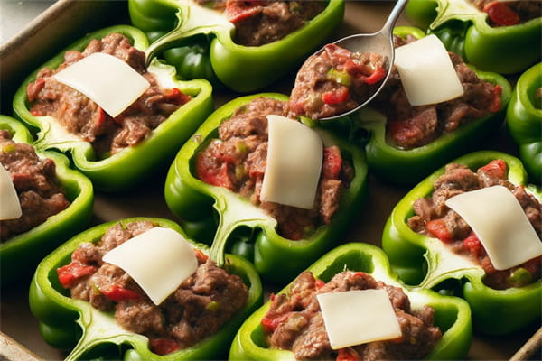 Stuff Peppers with Ground Beef and Cheese